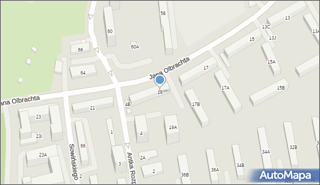 Warszawa, Jana Olbrachta, 19, mapa Warszawy
