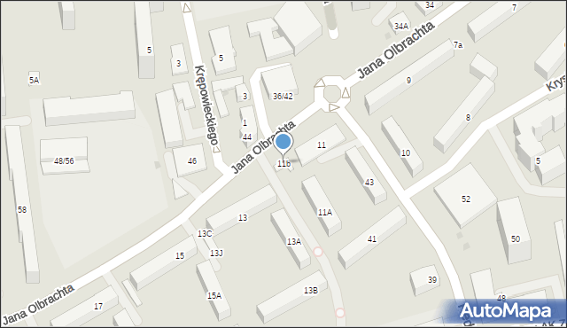 Warszawa, Jana Olbrachta, 11b, mapa Warszawy