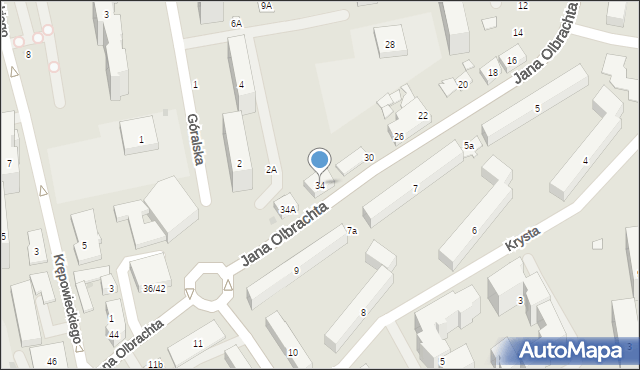 Warszawa, Jana Olbrachta, 34, mapa Warszawy