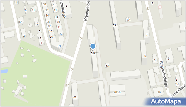 Warszawa, Jana Olbrachta, 58A, mapa Warszawy