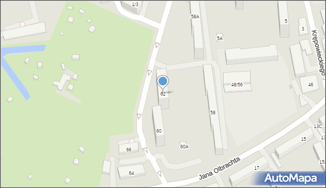 Warszawa, Jana Olbrachta, 62, mapa Warszawy