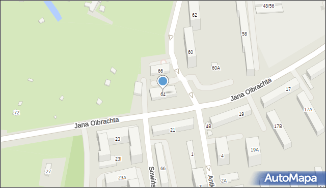Warszawa, Jana Olbrachta, 64, mapa Warszawy