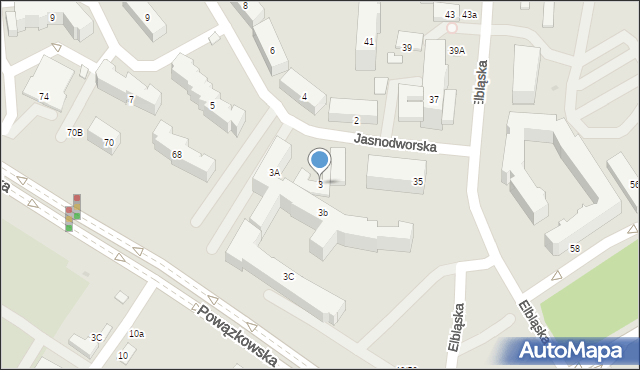 Warszawa, Jasnodworska, 3, mapa Warszawy