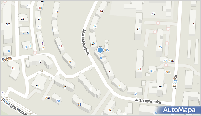 Warszawa, Jasnodworska, 8, mapa Warszawy