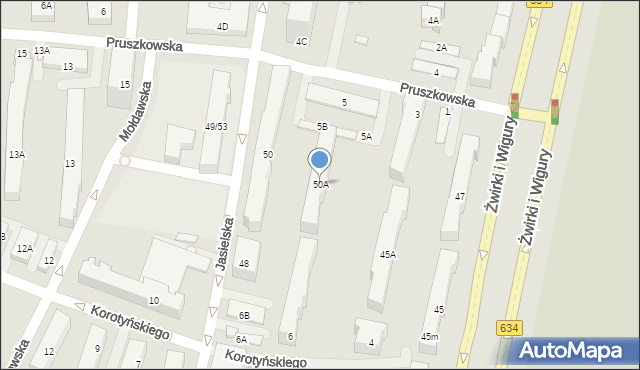 Warszawa, Jasielska, 50A, mapa Warszawy