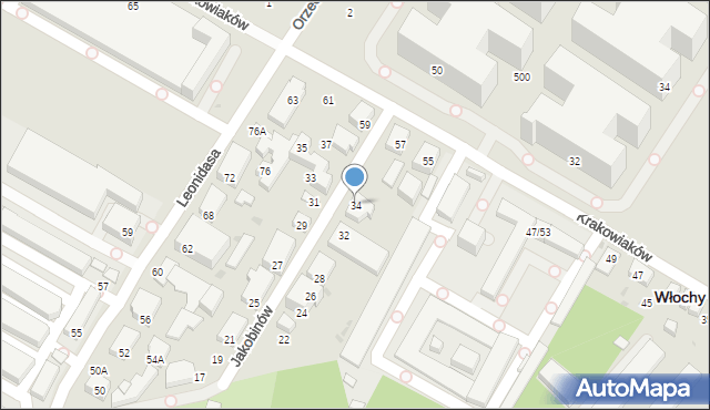 Warszawa, Jakobinów, 34, mapa Warszawy