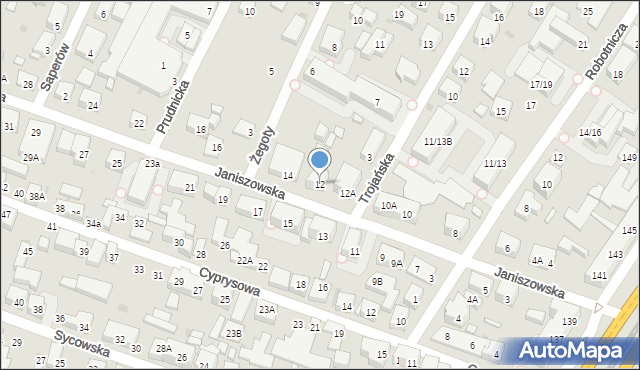 Warszawa, Janiszowska, 12, mapa Warszawy