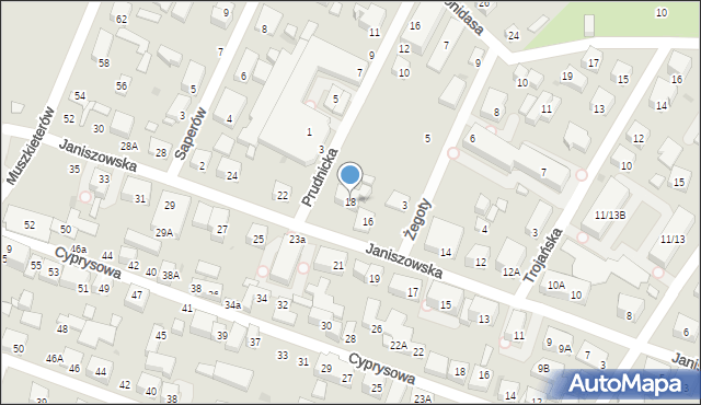 Warszawa, Janiszowska, 18, mapa Warszawy