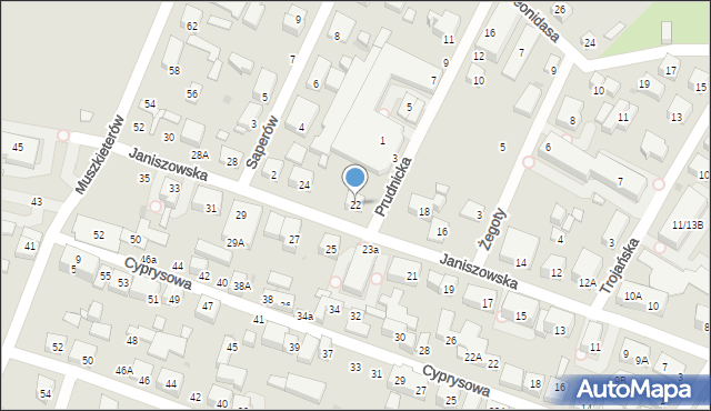 Warszawa, Janiszowska, 22, mapa Warszawy