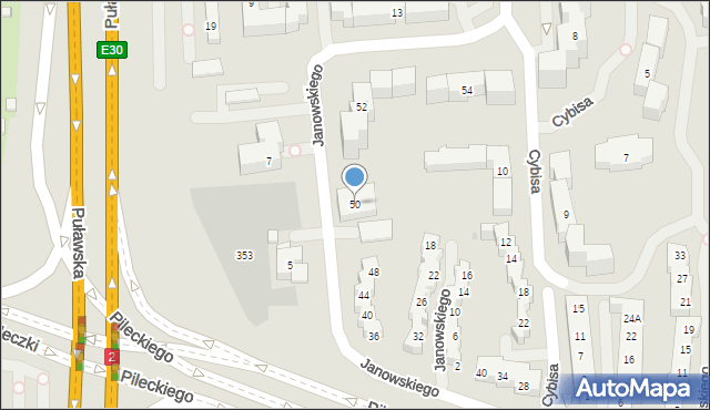 Warszawa, Janowskiego Aleksandra, 50, mapa Warszawy