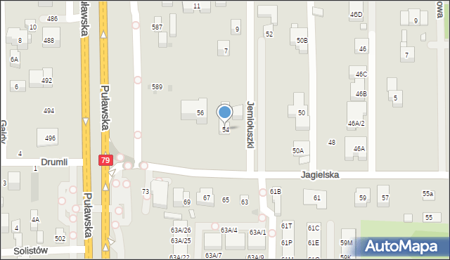 Warszawa, Jagielska, 54, mapa Warszawy