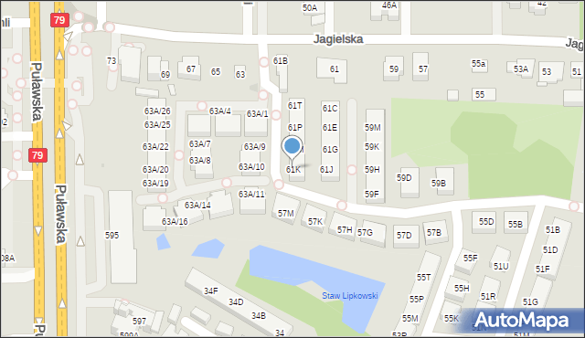 Warszawa, Jagielska, 61K, mapa Warszawy