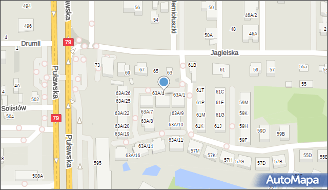 Warszawa, Jagielska, 63A/3, mapa Warszawy