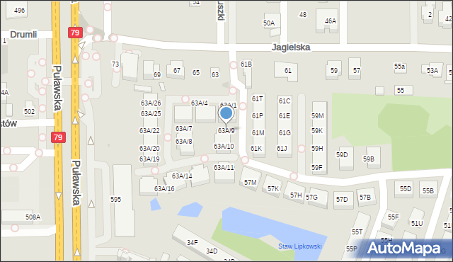 Warszawa, Jagielska, 63A/9, mapa Warszawy