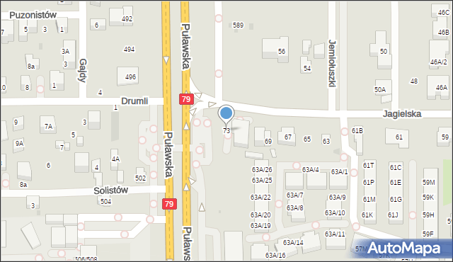 Warszawa, Jagielska, 73, mapa Warszawy