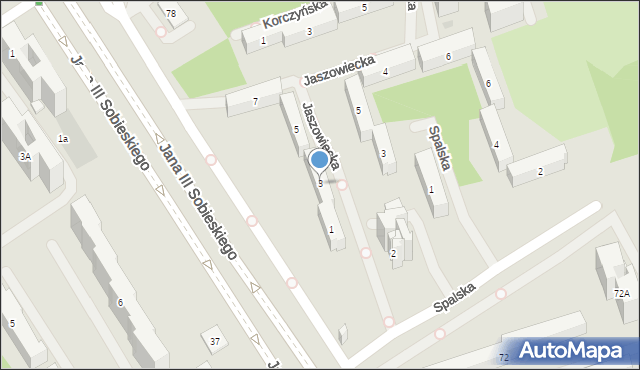 Warszawa, Jaszowiecka, 3, mapa Warszawy