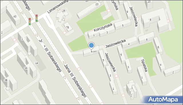 Warszawa, Jaszowiecka, 7, mapa Warszawy