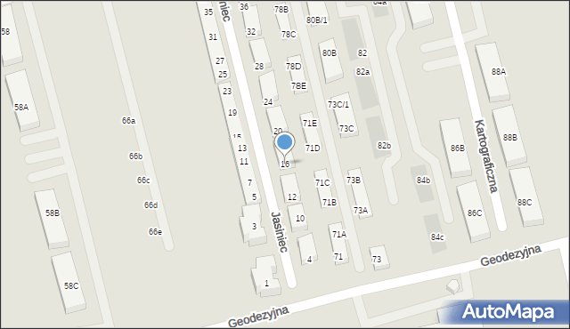 Warszawa, Jasiniec, 16, mapa Warszawy