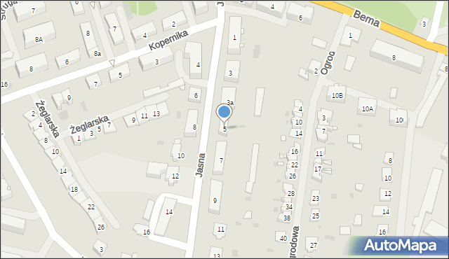 Węgorzewo, Jasna, 5, mapa Węgorzewo