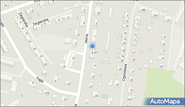 Węgorzewo, Jasna, 9, mapa Węgorzewo