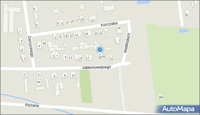 Węgrów, Jabłonowskiego Jana, kpt., 21, mapa Węgrów