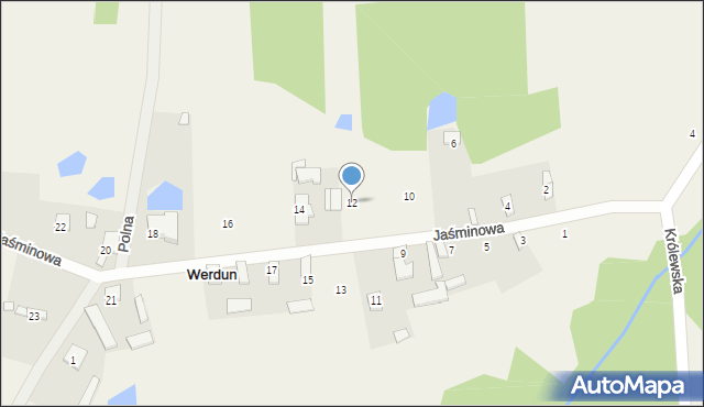 Werdun, Jaśminowa, 12, mapa Werdun