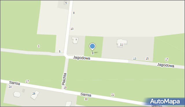 Wiązowna, Jagodowa, 9, mapa Wiązowna