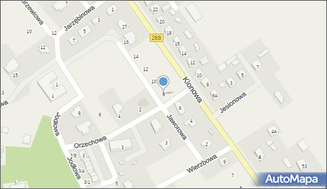 Wieniec, Jaworowa, 8, mapa Wieniec