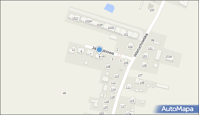 Wieruchów, Jarzębinowa, 5, mapa Wieruchów