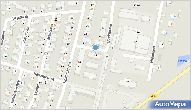 Wieruszów, Jarzębinowa, 2A, mapa Wieruszów