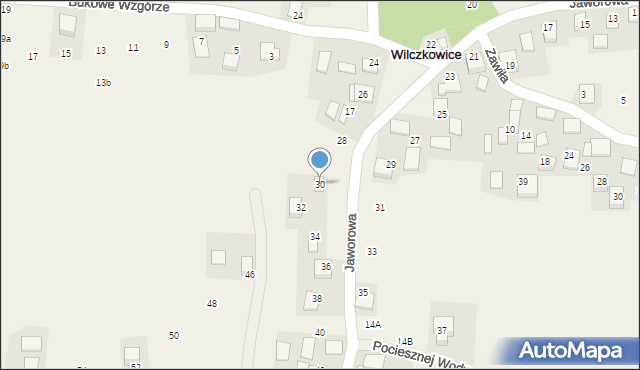 Wilczkowice, Jaworowa, 30, mapa Wilczkowice