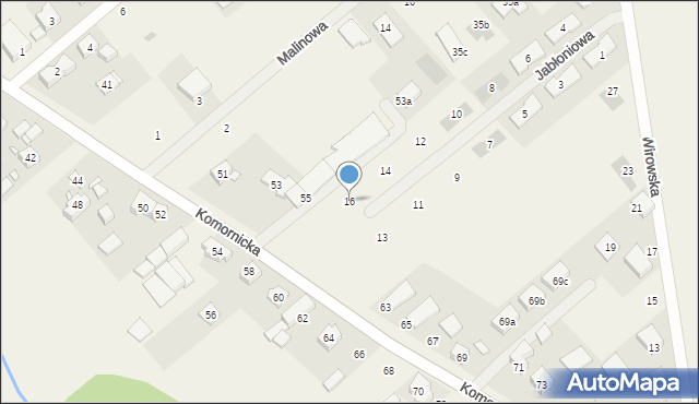 Wiry, Jabłoniowa, 16, mapa Wiry