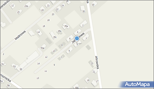 Wiry, Jabłoniowa, 3, mapa Wiry