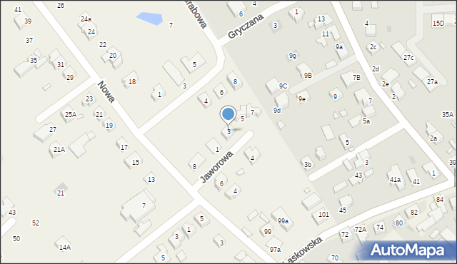 Wiry, Jaworowa, 3, mapa Wiry