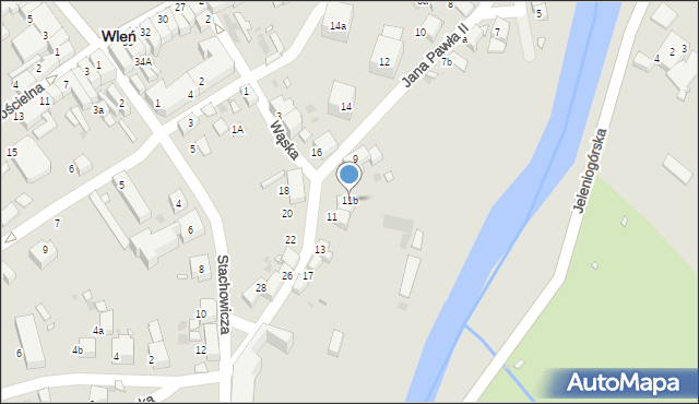 Wleń, Jana Pawła II, 11b, mapa Wleń