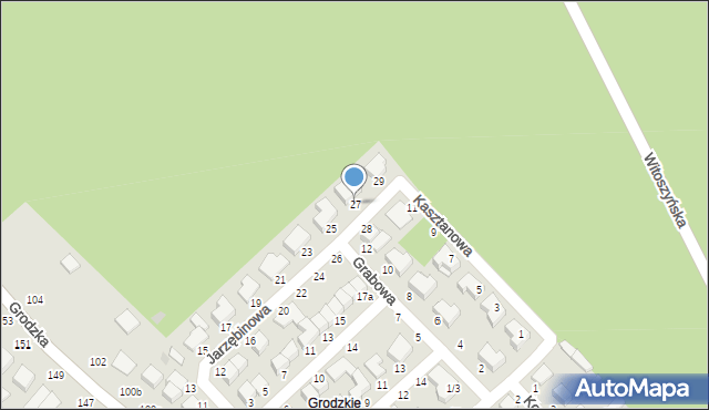 Włocławek, Jarzębinowa, 27, mapa Włocławka