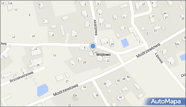 Wójtowo, Jaśminowa, 1, mapa Wójtowo