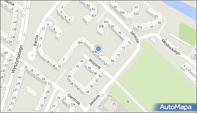 Wrocław, Jaracza Stefana, 60A, mapa Wrocławia