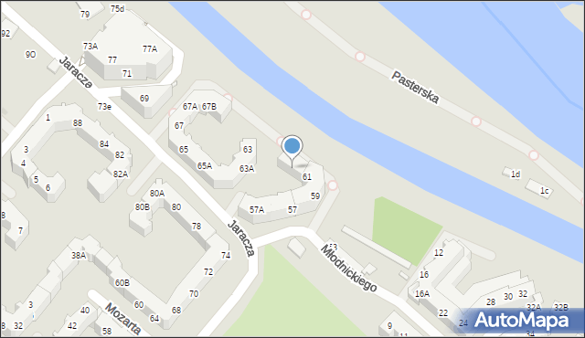 Wrocław, Jaracza Stefana, 61A, mapa Wrocławia