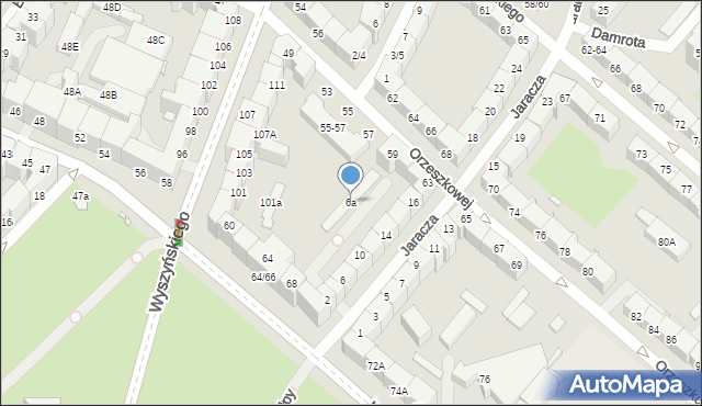 Wrocław, Jaracza Stefana, 6a, mapa Wrocławia