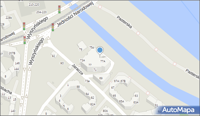 Wrocław, Jaracza Stefana, 77B, mapa Wrocławia