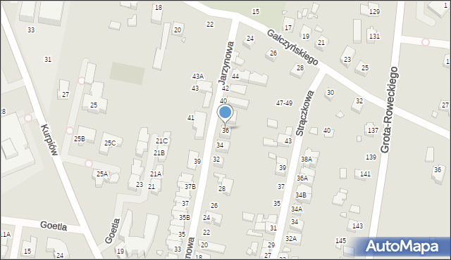 Wrocław, Jarzynowa, 36, mapa Wrocławia