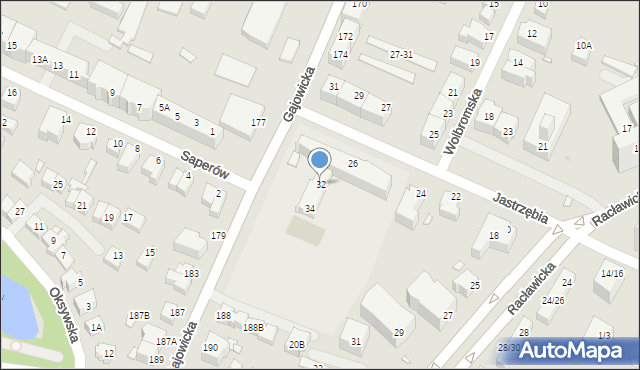 Wrocław, Jastrzębia, 32, mapa Wrocławia