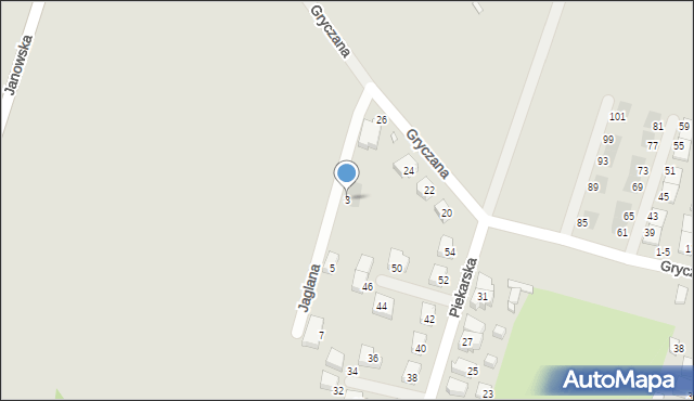 Wrocław, Jaglana, 3, mapa Wrocławia