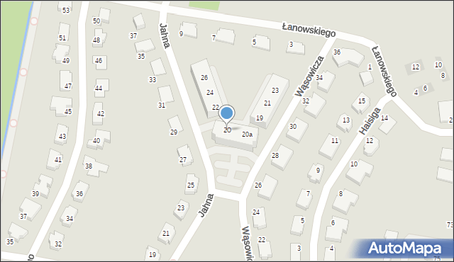 Wrocław, Jahna Alfreda, 20, mapa Wrocławia