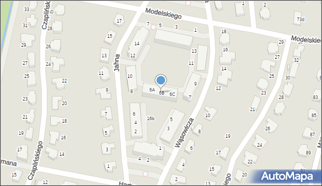 Wrocław, Jahna Alfreda, 6B, mapa Wrocławia