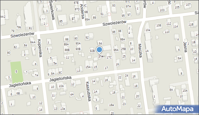 Ząbki, Jagiellońska, 17B, mapa Ząbki