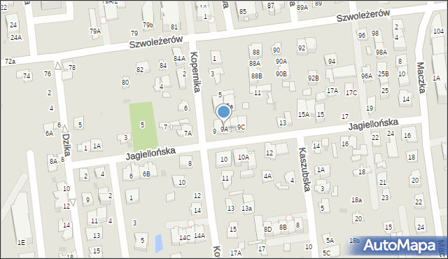 Ząbki, Jagiellońska, 9A, mapa Ząbki