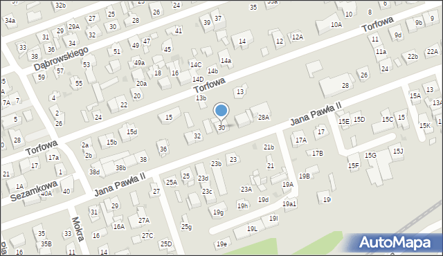 Ząbki, Jana Pawła II, 30, mapa Ząbki