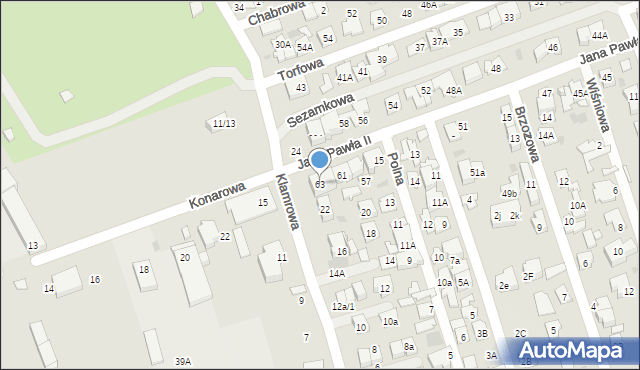 Ząbki, Jana Pawła II, 63, mapa Ząbki